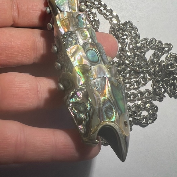 Vintage Abalone Articulated Fish Bottle Opener Mexican Silver - Picture 4 of 15